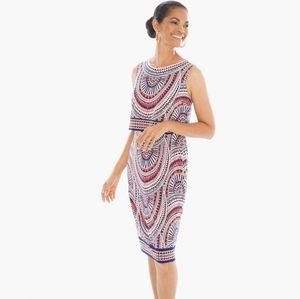 CHICO'S Tribal Stretch Short Sleeve Dress Colorful, Hobo Chic